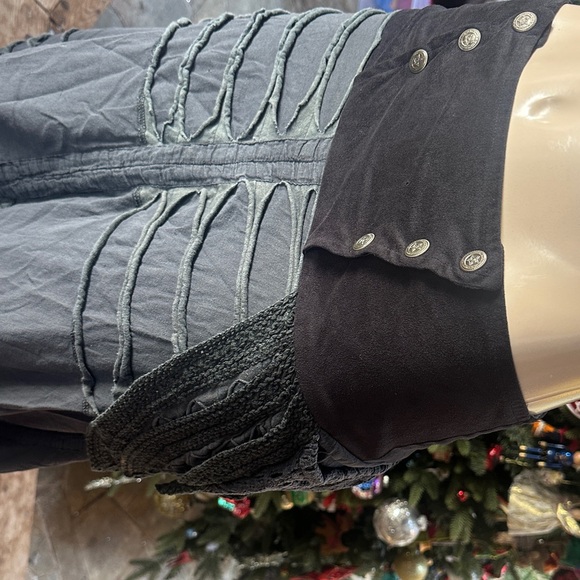 Black and Gray Lace-Up Women's Skirt - Picture 2 of 4